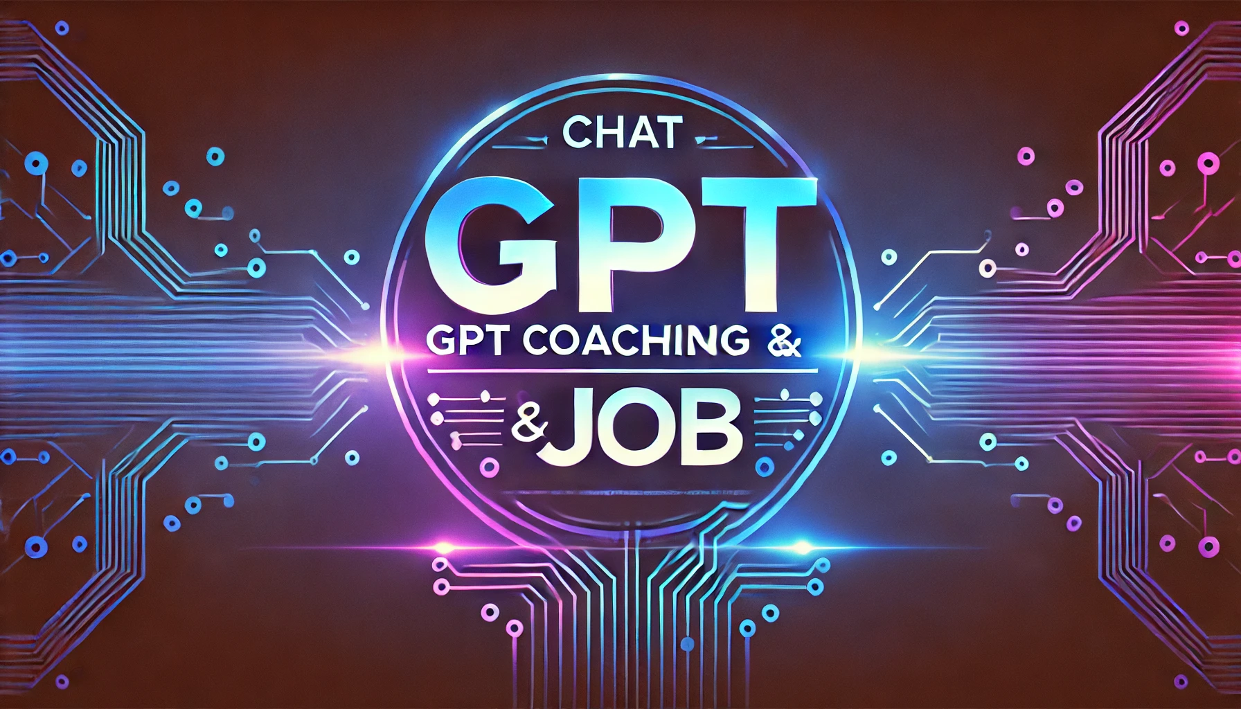 DALL·E 2025-02-03 15.42.25 – A modern and professional digital design featuring the text ‘CHAT GPT COACHING & JOB’. The text is bold and centered, with a sleek, futuristic font. T